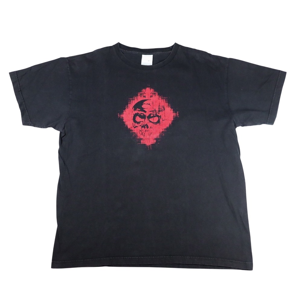 Vintage Y2K Nike 6.0 T-Shirt Men L Black Red Skull Gray Tag Skate Tee Rare